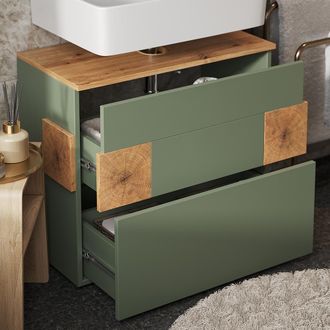 Vicco Mueble Bajo Lavabo Eden, Verde/artesano, 70 X 64.5 Cm Con 2 Cajones, Vicco