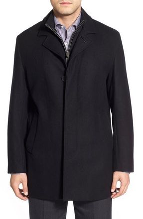 Cole Haan Wool Blend Topcoat with Inset Knit Bib in Black at Nordstrom, Size Xx-Large