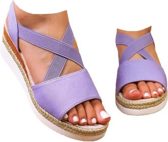 Generic Orthopedic Platform Wedge Sandals For Women 2026 Summer Cross Strap Open Toe Ankle Strap Espadrilles Sandals Dressy Beach Platform Wedge Sandal Flat C