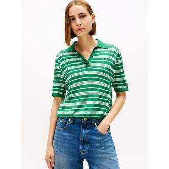 Tommy Hilfiger Gestreept truitje met polokraag en korte mouwen