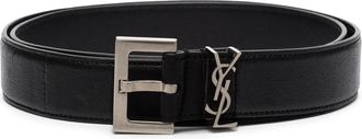 Saint Laurent Monogram-plaque Buckled Belt