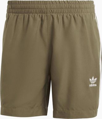 adidas Mens Originals Three Stripes Patterned Swim Short - Olive White - Size: 35/34/32