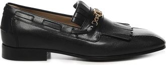 Valentino Garavani Zwarte Franje Platte Schoenen Itali&euml; - Heren - Loafers - Zwart - 41 1/2 EU - Leer - Schoenen