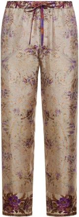 Pierre-Louis Mascia Aloe Silk Broeken - Dames - Straight fit broeken - Paars - M - Broeken