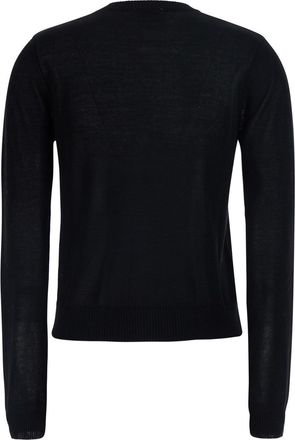 Ganni Womens Crew Neck Cardigan Black Cotton Tops Top