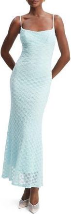 Bardot Adoni Floral Embroidered Mesh Slipdress in Aqua at Nordstrom Rack, Size 12