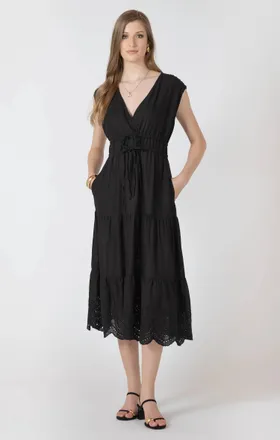 Dex Clothing Bloom Midi Dress In Black