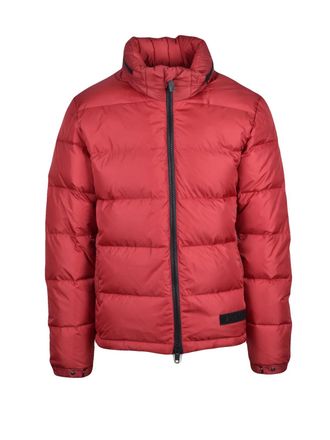 Aspesi Red Hidden Hood Quilted Polyamide Down Jacket