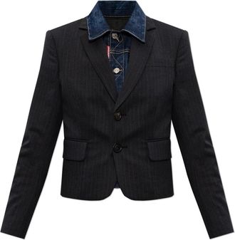 Dsquared2 Blazer Gemaakt Van Gecombineerde Stoffen - Dames - Blazers - Zwart - 2XS - Katoen - Jassen