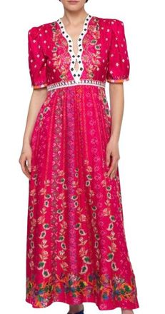 Saloni Tabitha Dress in Fuchsia Falls print Size XXS