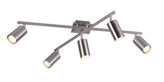 Trio Plafoniera Soffitto 2 Barre Orientabili 5 Spots Faretti Acciaio Marley Gd