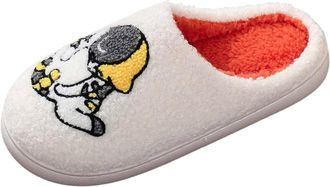 Generic Womens Slippers Winter Thickened Padded Indoor Non Slip Cute Cartoon Cat Footwear For Men And Women Home Use Cozy Clogs Ladies Cozy Slippers(White, 4.