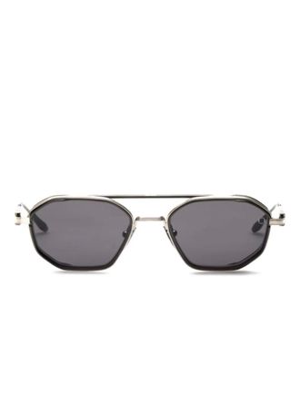 Akoni Eris-Two geometric-frame sunglasses - unisex - Titanium - 51 - Silver