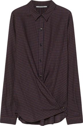 Pomandere Notte Gingham Lyocell-Cotton Flannel Shirt