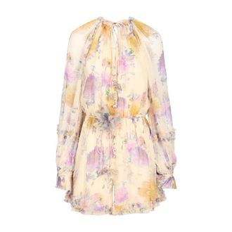 Zimmermann Luna Ruffle Playsuit - Dames - Jumpsuits & Playsuits - Veelkleurig - Maat: M Viscose