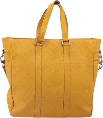 Louis Vuitton Tadao Handbag Damier Infini Leather Yellow Leather Handbag (Pre-Owned)