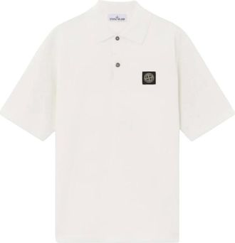 Stone Island Tops, Heren, Wit, M, Katoen, Polo met korte mouwen