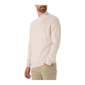 HUGO BOSS Truien & Vesten, Heren, Beige, L, Wol, Ebenji Ritskraag Trui