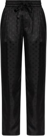Dolce & Gabbana Zijden monogram broek - Heren - Straight fit broeken - Zwart - 3XL - Broeken