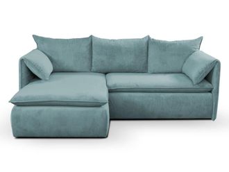 VENTE-UNIQUE.COM Sof&aacute; rinconera terciopelo 4 plazas azul verdoso 230x166cm