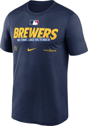 Nike Milwaukee Brewers 2026 Postseason Authentic Collection Legend Nike Mens Dri-FIT MLB T-Shirt in Blue | NKGK44BMZW-D28