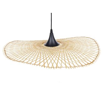 Beliani L&aacute;mpara De Techo Colgante 60 Cm Con Pantalla Ovalada De Bamb&uacute; De Madera Clara Floyd