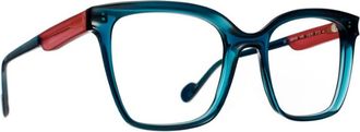 Caroline Abram Petrol Blue Lexi Square Acetate Eyeglasses