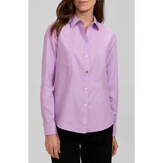 Foxcroft Dianna Non-Iron Cotton Shirt in Soft Violet Purple at Nordstrom, Size 10