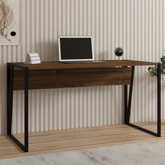 Dmora Escritorio Frascati, Un Estante, Tono Nogal, Estructura Negra, 140x70x74h Cm Marr&oacute;n Nogal