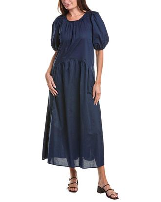 Max Studio Puff Sleeve Drop Waist Maxi Dress