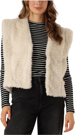 Catwalk Junkie Witte Teddy Body Warmer Jas - Dames - Bodywarmers - Wit - XL - Jassen