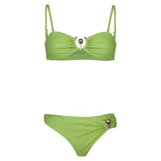 CHRISTOPHER ESBER Bikinis, female, Green, Size: XS Ruched Prong Bandeau