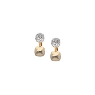 POMELLATO Naakte Oorbellen in Ros&eacute;goud en Witgoud met Witte Topaas en Diamant Pav&eacute; - Dames - Oorbellen - Geel - ONE Size - Accessoires