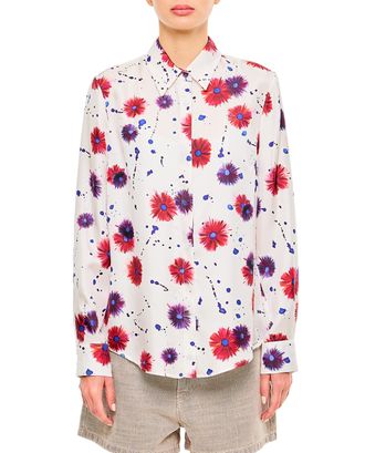 Gabriela Hearst Multicolor Floral Print Button-Front Henri Blouse