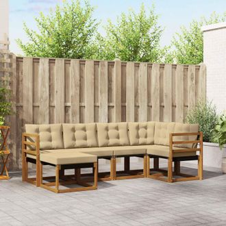 vidaXL Vidaxl Set Di Divani Da Esterno 6 Pz Naturale E Beige