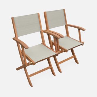 Sweeek Silla De Jard&iacute;n Plegable De Madera De Eucalipto, Set De 2