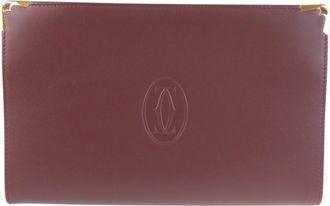 Cartier Bordeaux Wine Red Leather Clutch Bag (Pre-Owned)