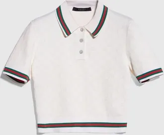 Gucci GG Extra Fine Cotton Jacquard Polo Shirt, White