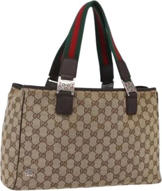 Gucci Pre-owned Handbags, female, Beige, Size: ONE SIZE Pre-owned Canvas Handbag