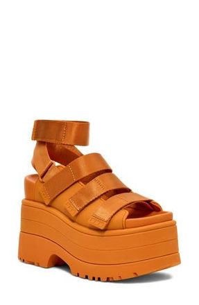 UGG Goldenrise Ankle Strap Platform Sandal in Dark Apricot at Nordstrom Rack, Size 10