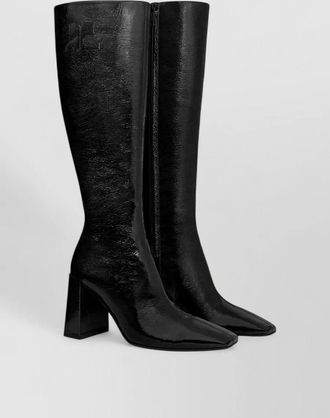 Courr&egrave;ges knee high boots pointed toe block heel