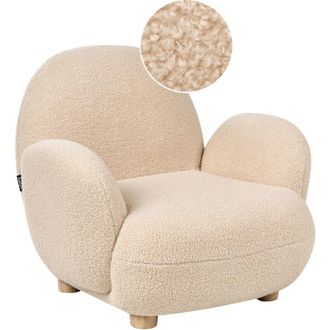 Beliani Sill&oacute;n Infantil Silla Tapizada De Boucl&eacute; Para Ni&ntilde;os Patas De Madera Beige Hem
