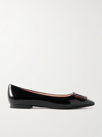 Roger Vivier Ballerine In Pelle Lucida Increspata Con Fibbia Gommettine - Nero