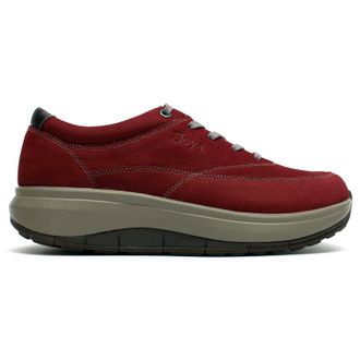 Joya Venice Leather Textile Womens Lace Up Trainers - Red - Size:UK 4.5