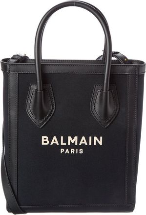 Balmain Logo Canvas & Leather Tote