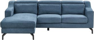 Beliani Beliani - Modern Corner Sofa Chenille 4 Seater Chaise Longue Adjustable Headrest Right Hand Blue Glosli