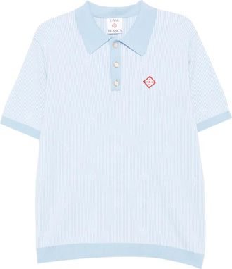Casablanca Tops, Heren, Blauw, M, Katoen, Pinstripe Short Sleeve Knit Polo Shirt