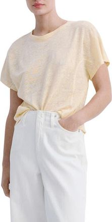 Mango Linen T-Shirt in Vanilla at Nordstrom, Size X-Small