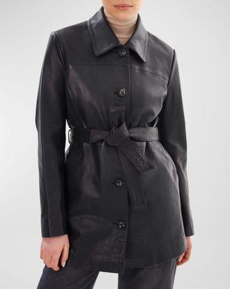 LaMarque Marlowe Belted Leather Coat