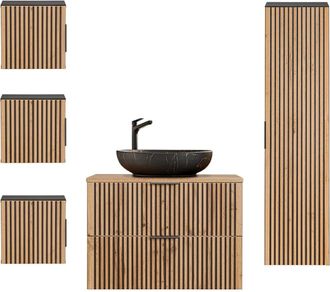 Petits Meubles Set de muebles con lavabo 80 cmestratificado marrón negro